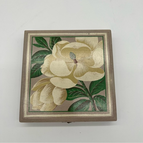 Vintage Wooden Bridge Set – Unused Playing Cards – Floral Box – Complete - Picture 1 of 8
